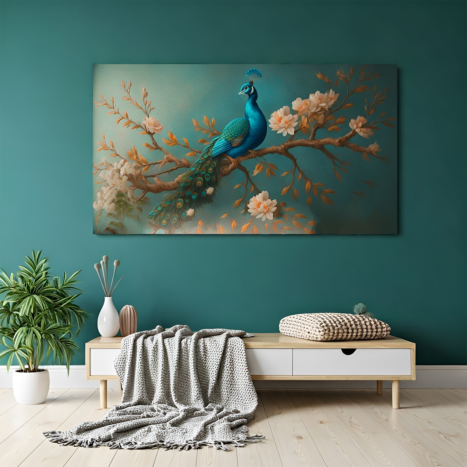 Majestic Peacock Vastu Canvas Painting 