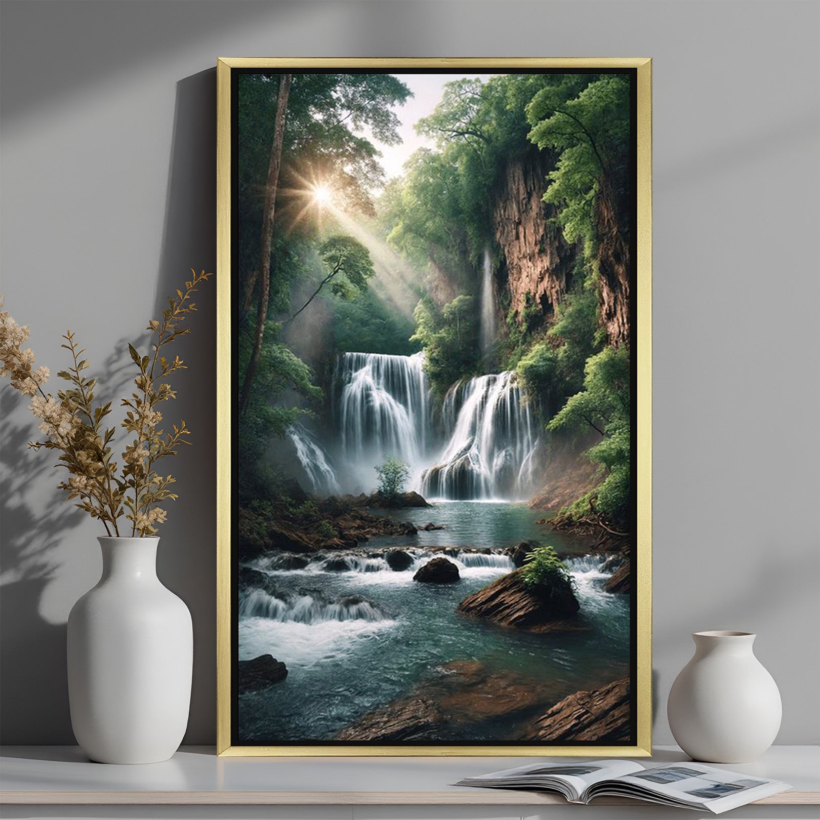 Nature Inspired Waterfall Canvas Wall Painting