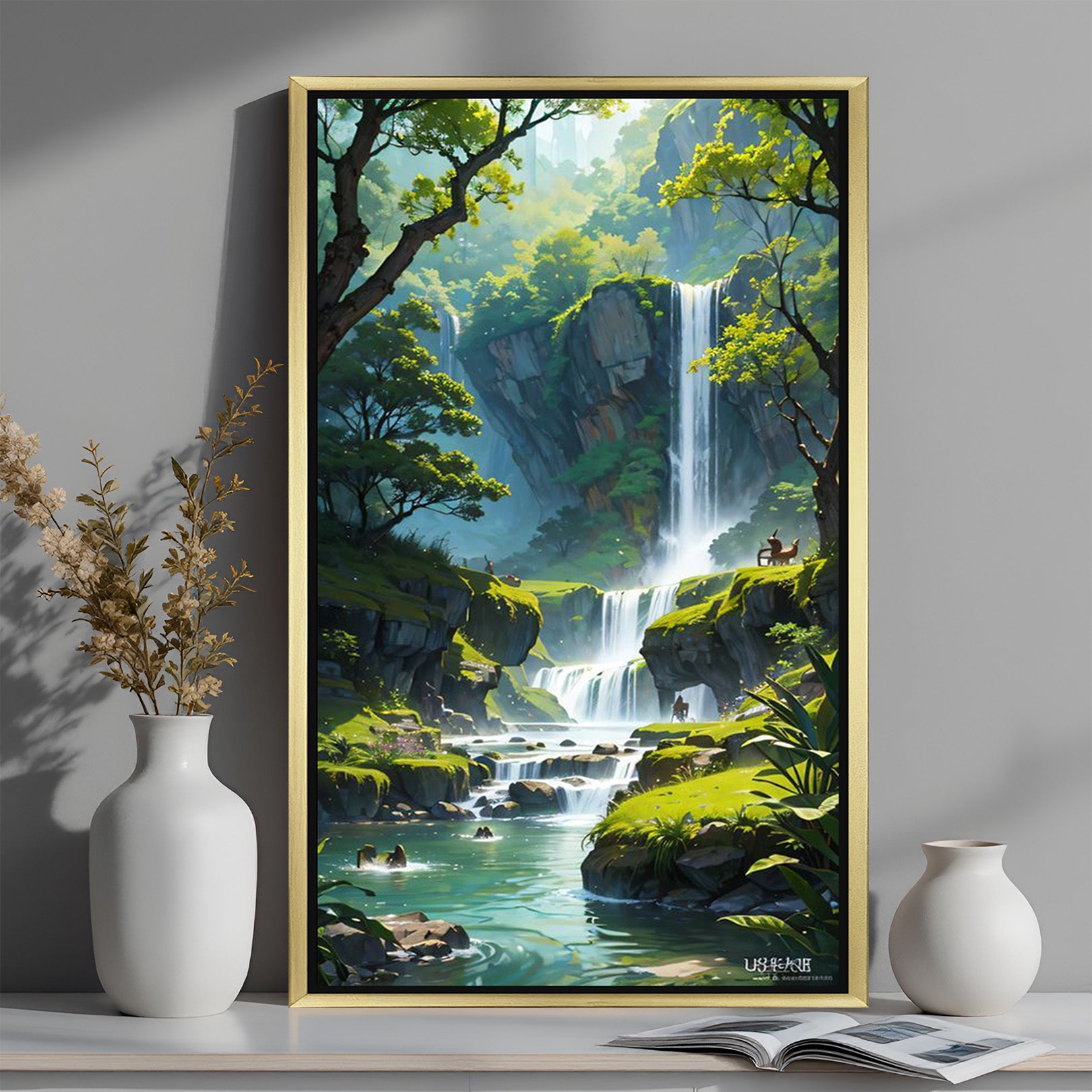 Waterfall Large Canvas Wall Painting For Vastu and Home Positivity - (VAS - 201)