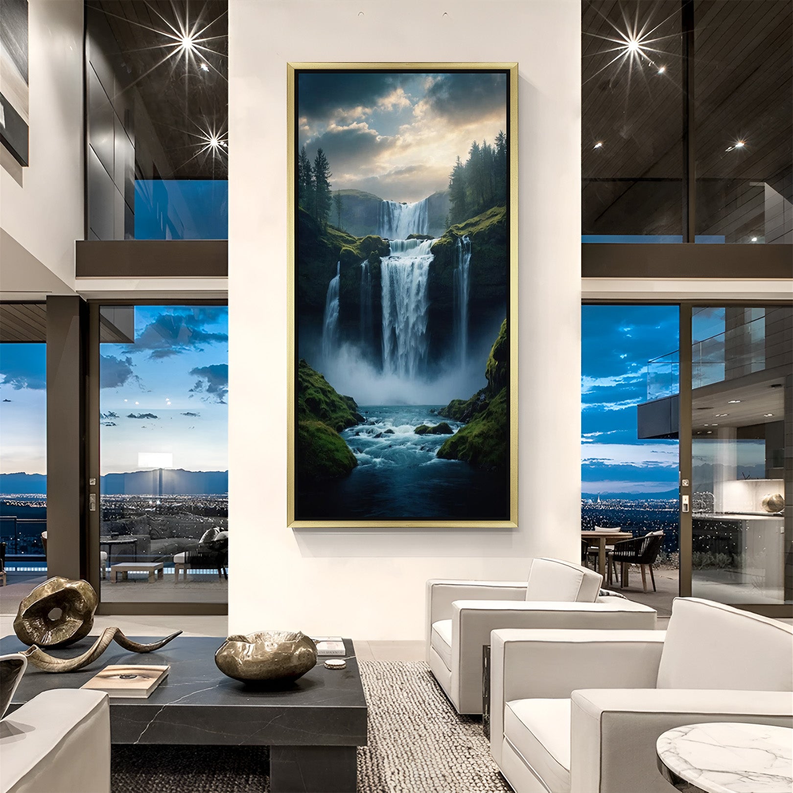 Waterfall Vastu Canvas Wall Painting 