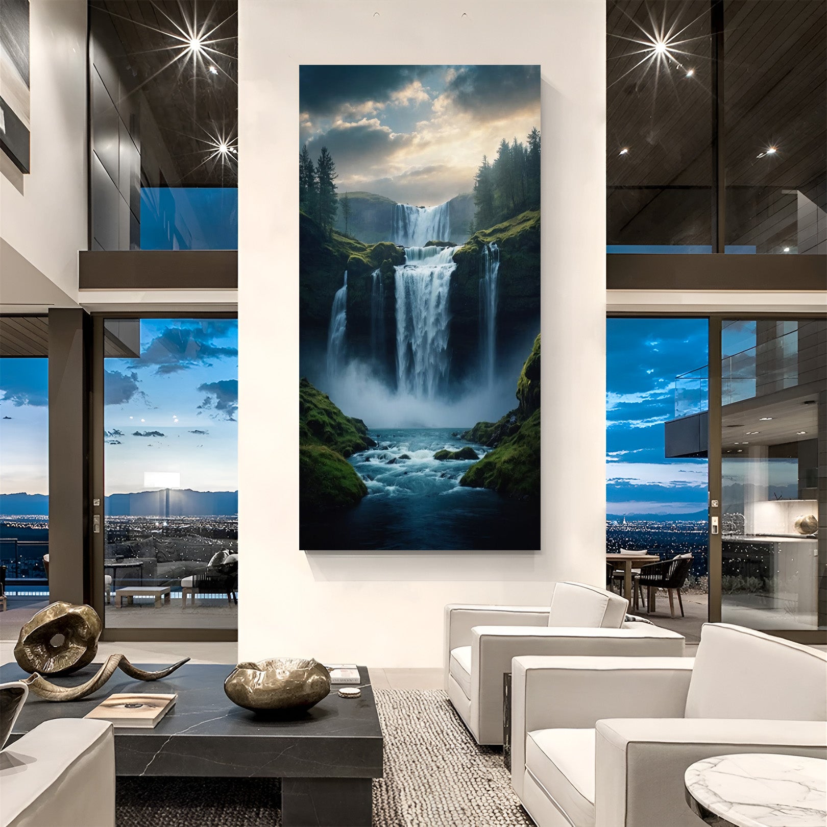 Waterfall Vastu Canvas Wall Painting 