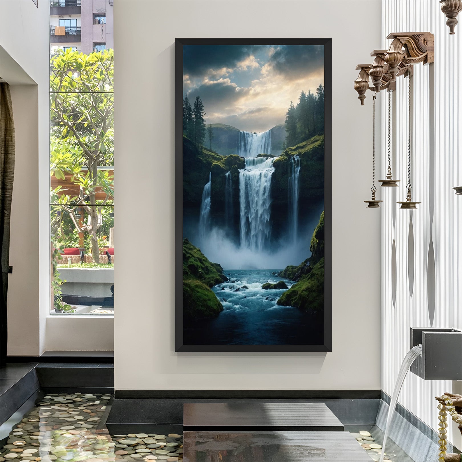 Waterfall Vastu Canvas Wall Painting 