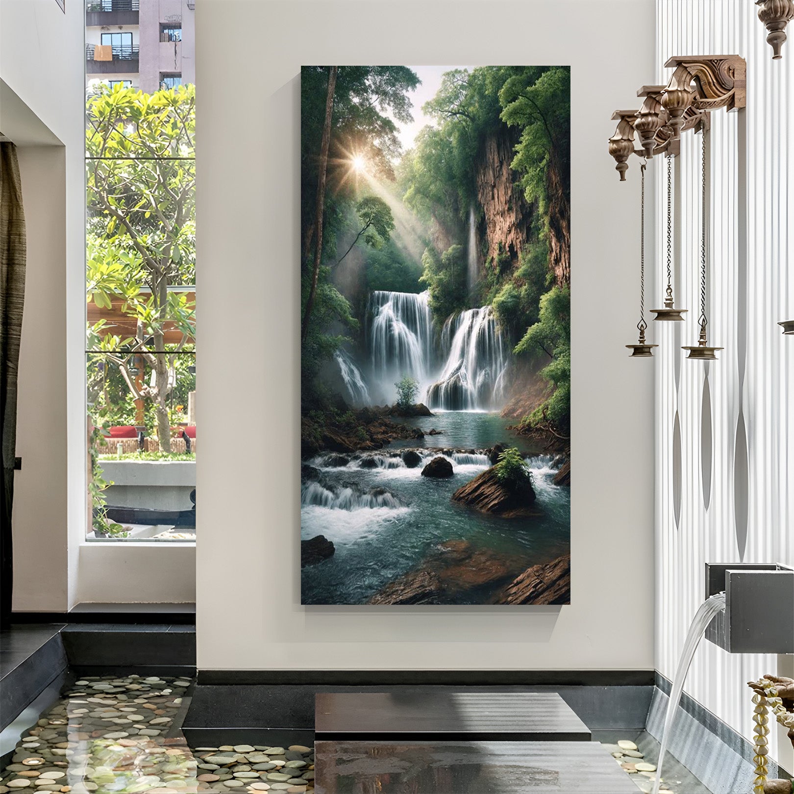 Nature Inspired Waterfall Canvas Wall Painting