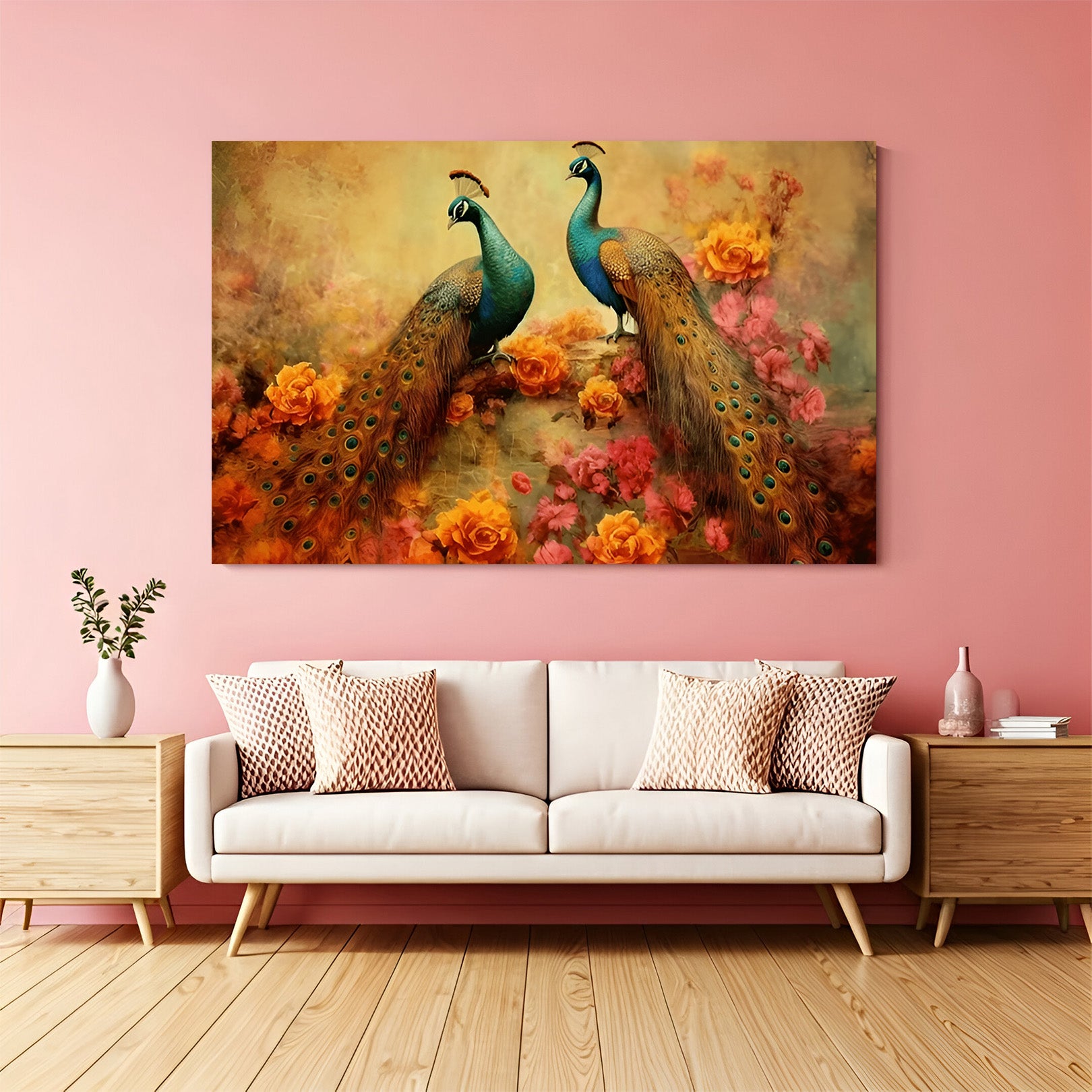 Pair of Peacock Vastu Canvas Painting