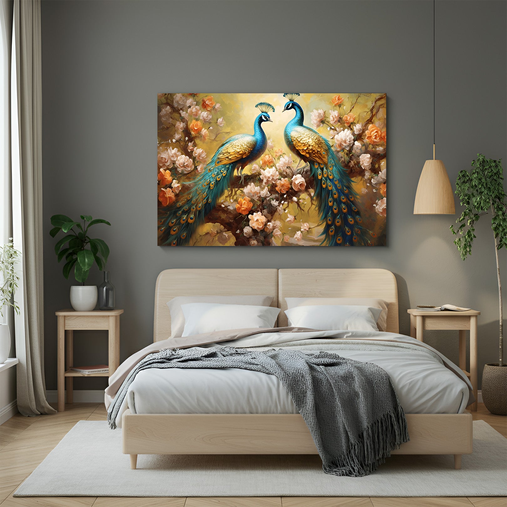 Peacock Feng Shui Canvas Painting