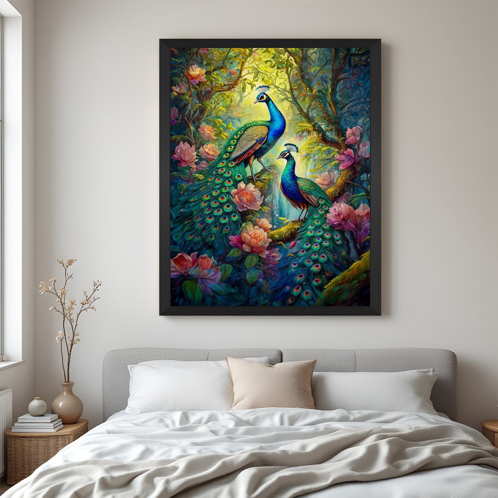 Pair Peacock Vastu Wall Art Painting