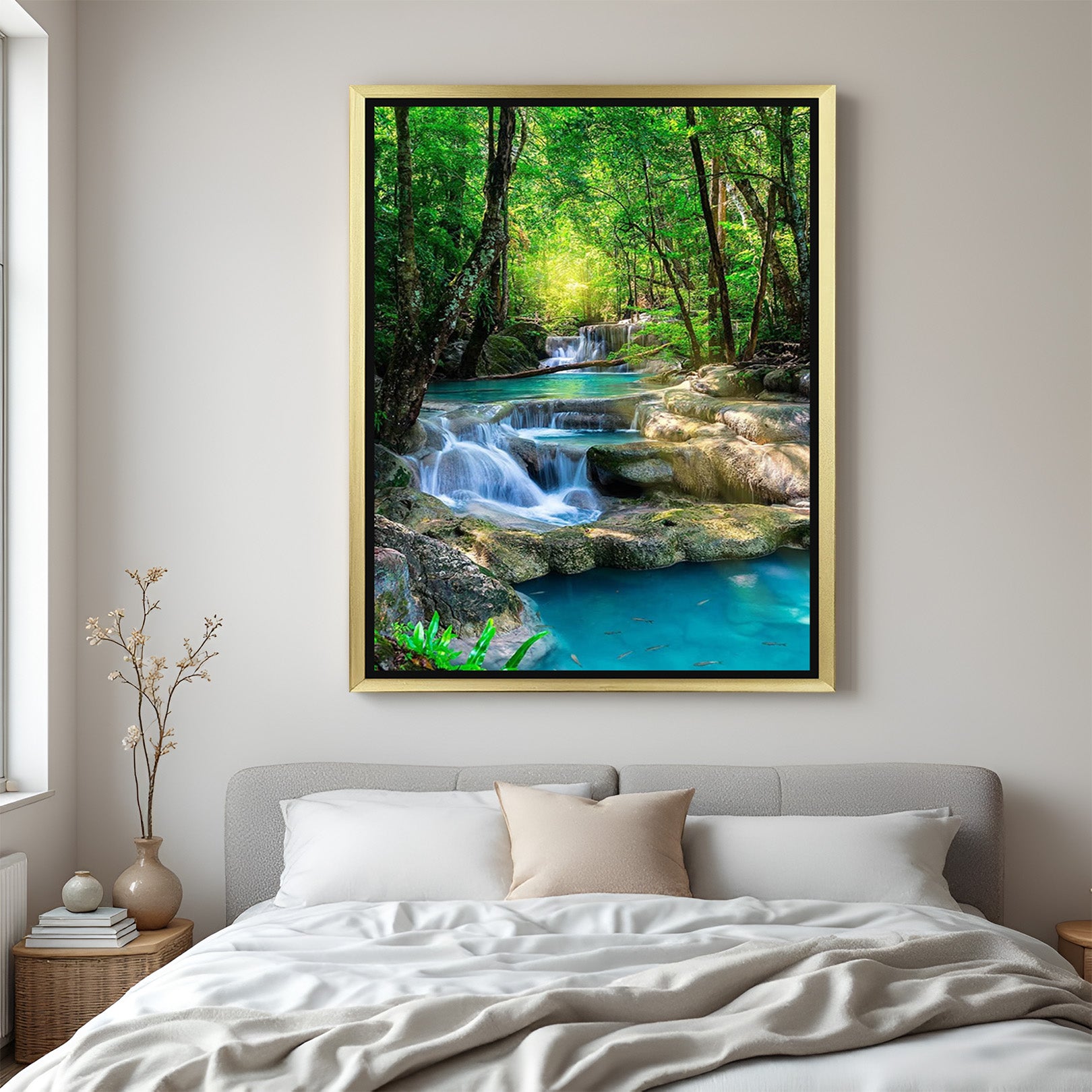 Nature Inspired Waterfall Vastu Canvas Painting