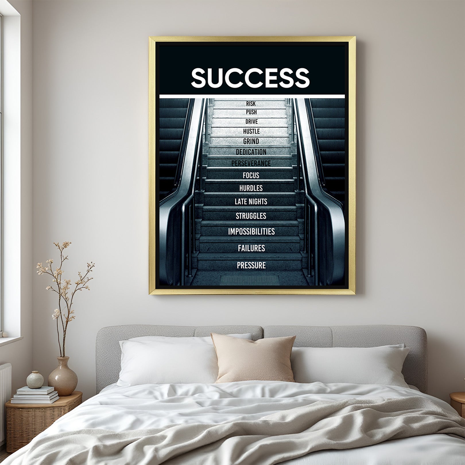 Dream Big, Work Hard: Premium Canvas Wall Art for Success Seekers - (MOT - 154)