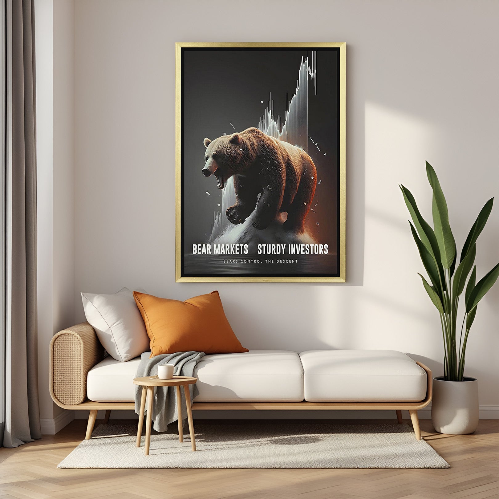 Stock Market Bear Motivation Canvas Wall Art Ready To Hang - (MOT - 124)