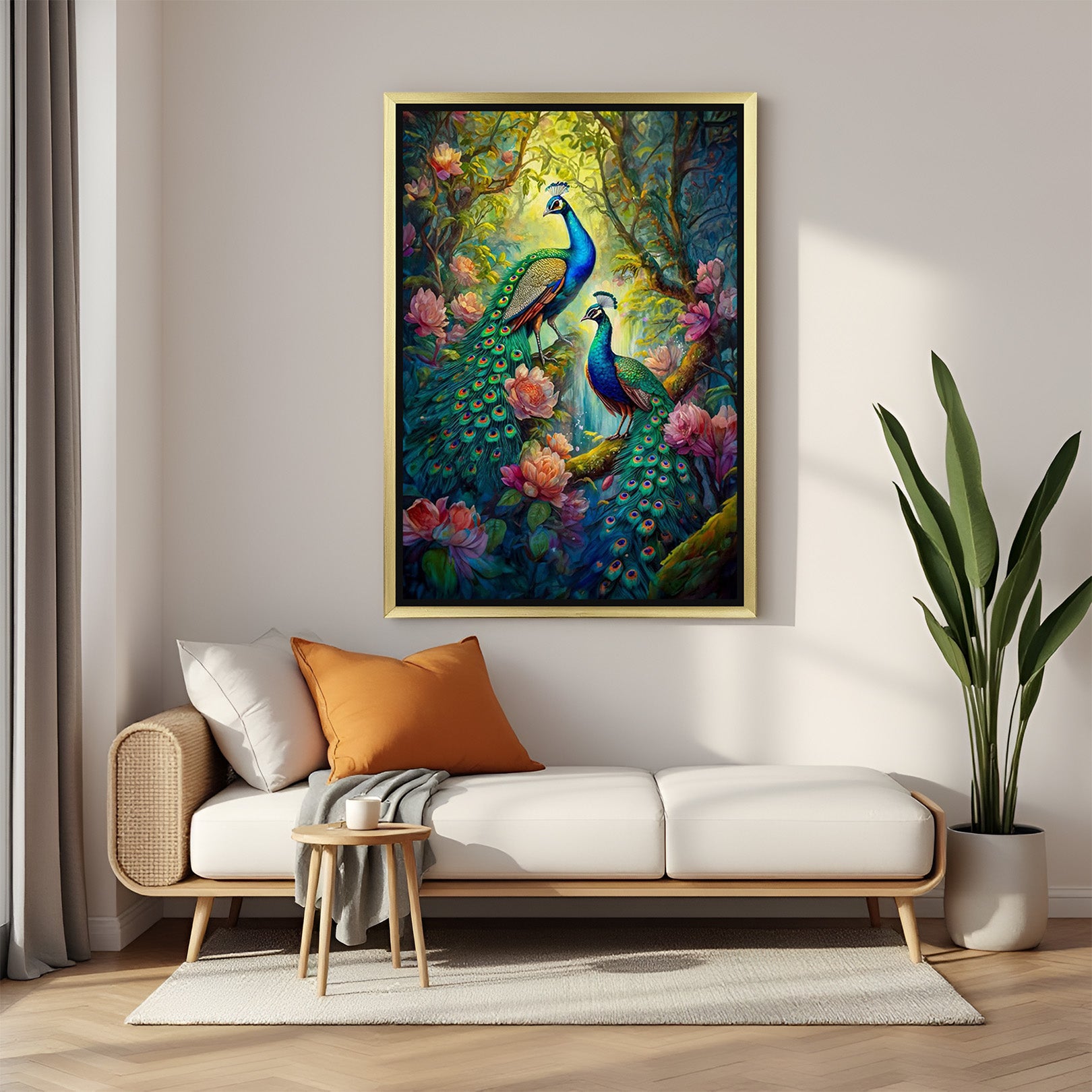 Pair Peacock Vastu Wall Art Painting