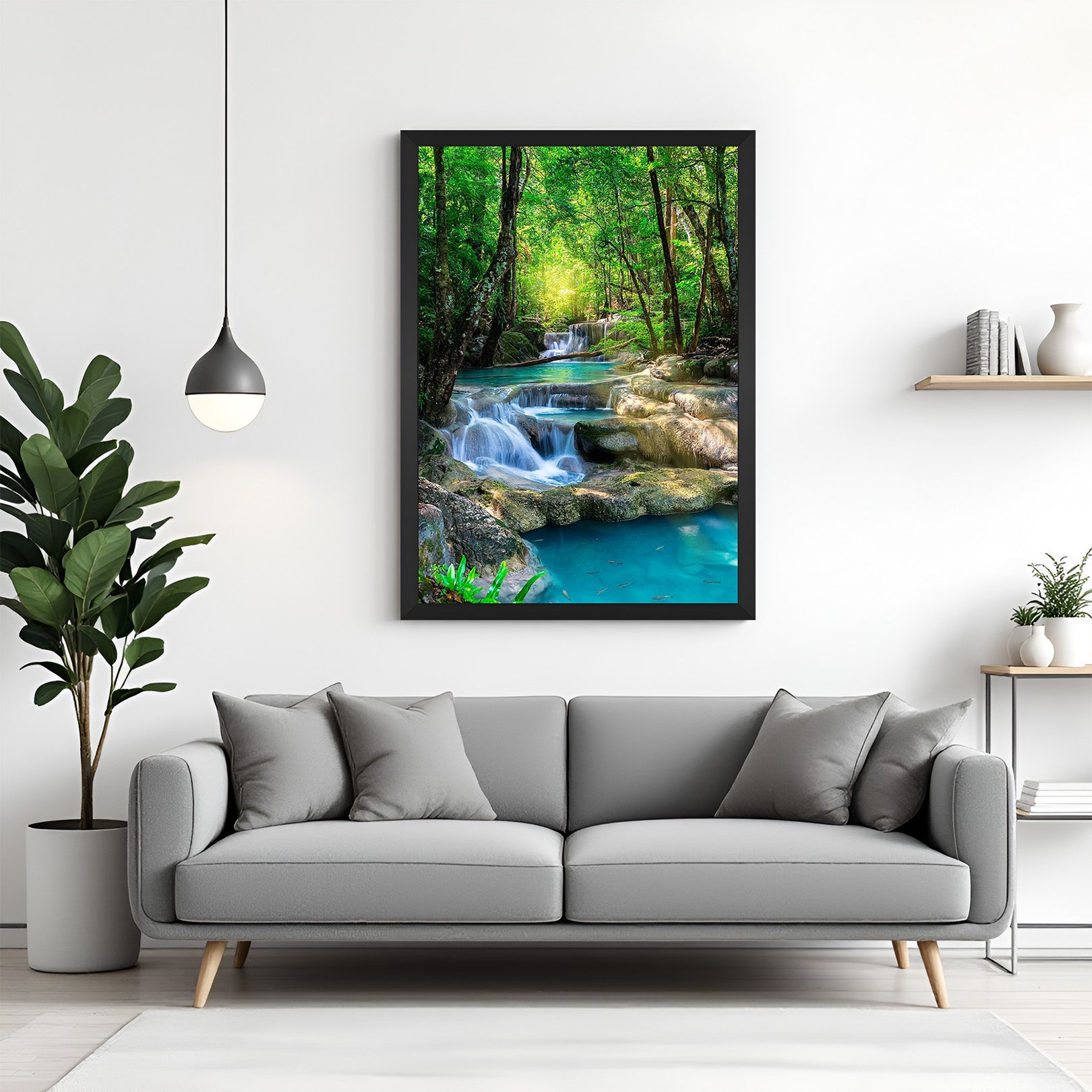 Nature Inspired Waterfall Vastu Canvas Painting