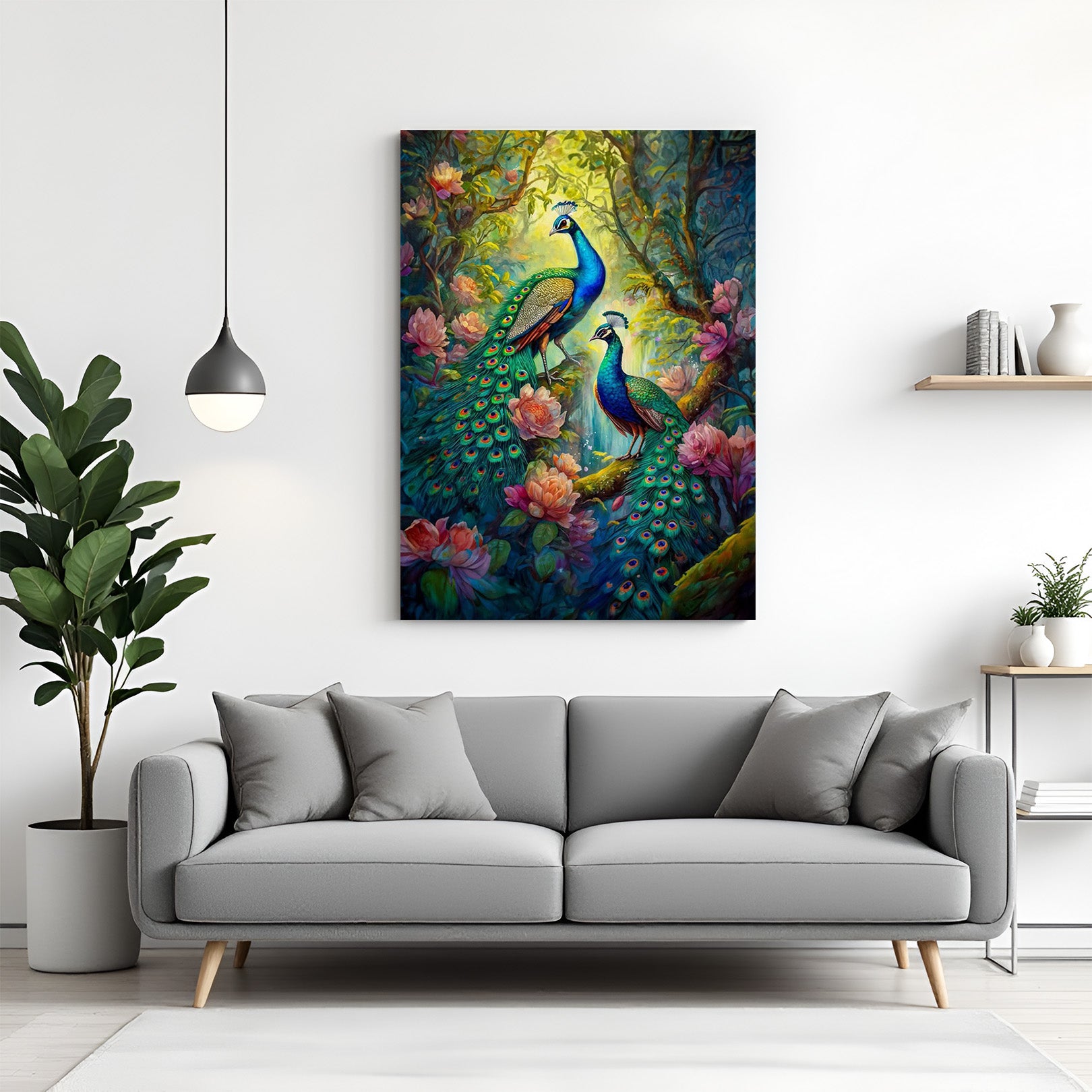 Pair Peacock Vastu Wall Art Painting