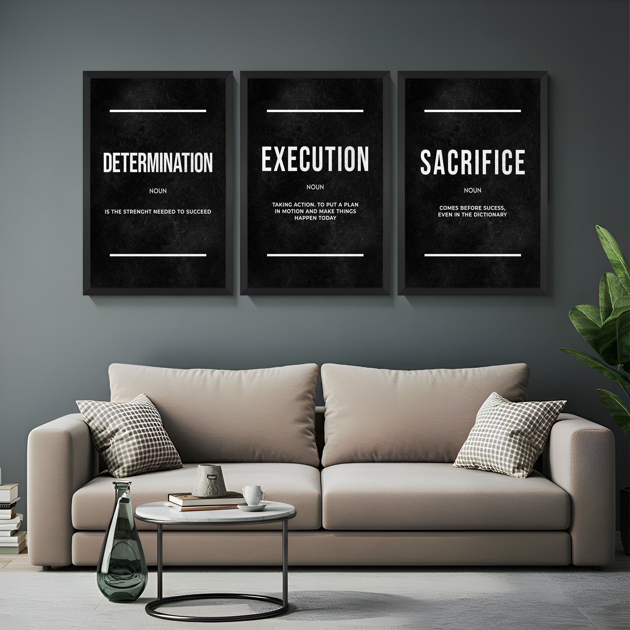 Success Trio: Set of 3 Motivational Canvas Prints for Your Space - (ECL - 118)