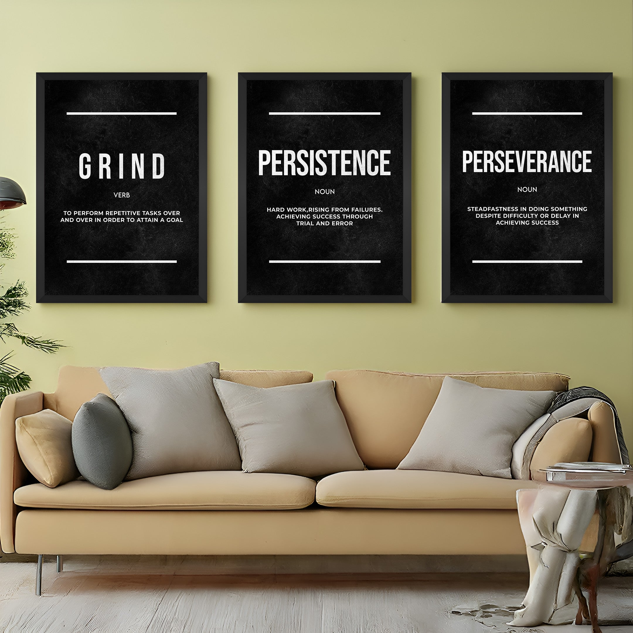 Dream, Hustle, Achieve: Motivational 3-Piece Canvas Wall Art - (ECl - 117)