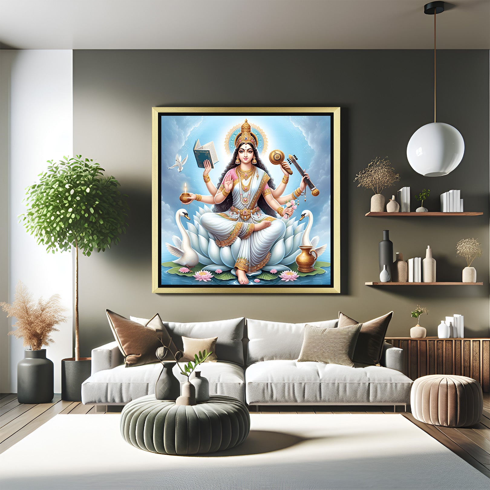 Goddess Saraswati Vastu Canvas Painting 