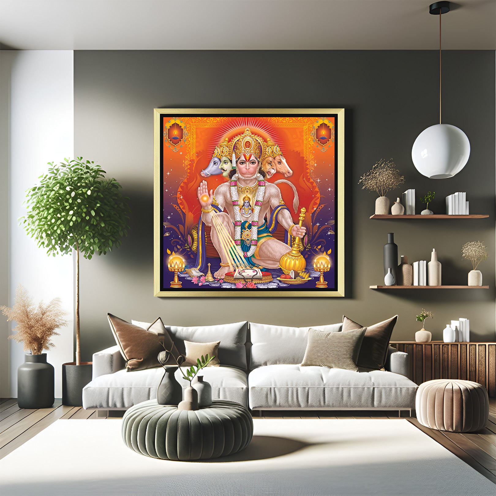 Panchmukhi Hanuman ji Vastu Canvas Painting