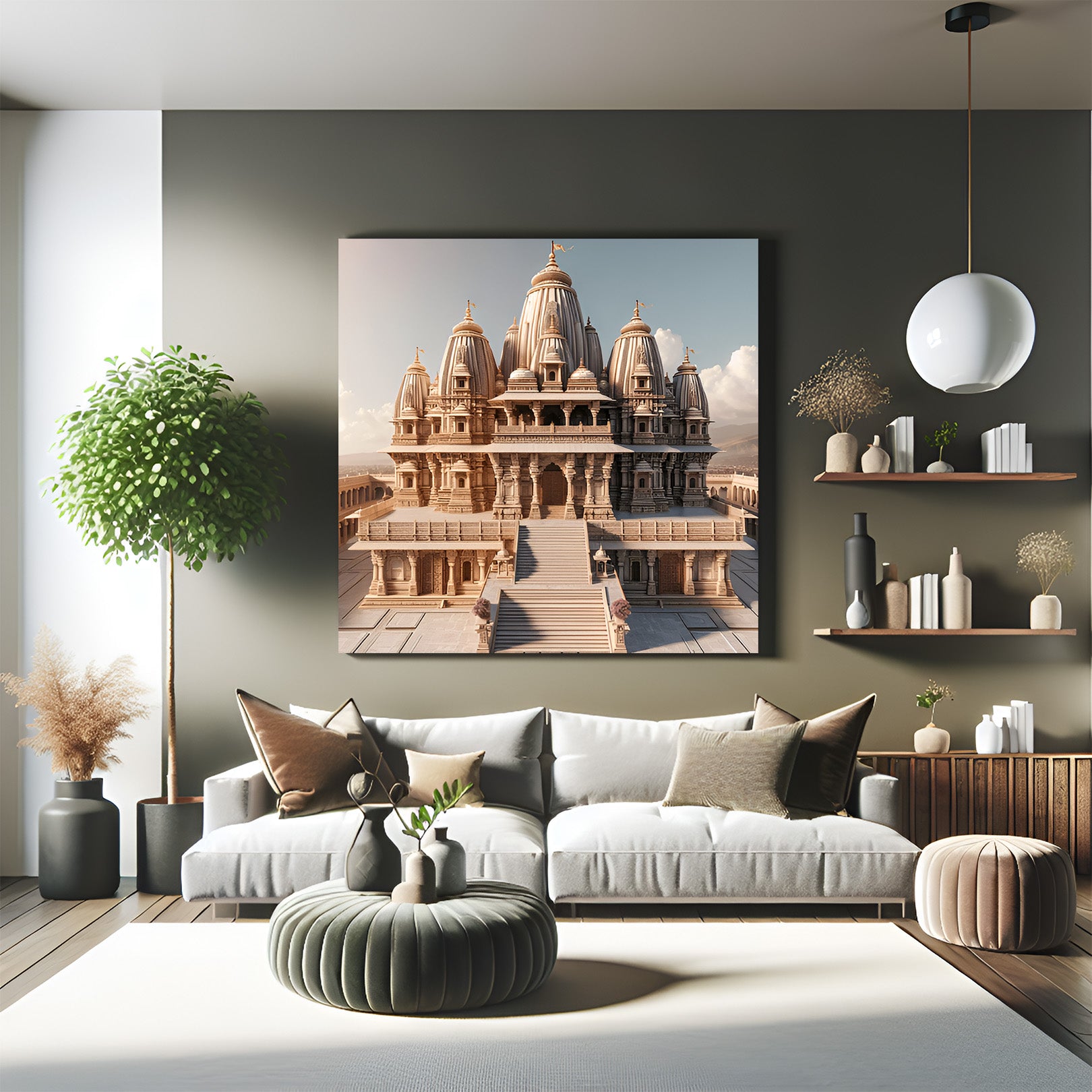 Ram Mandir Wall Art Canvas Painting