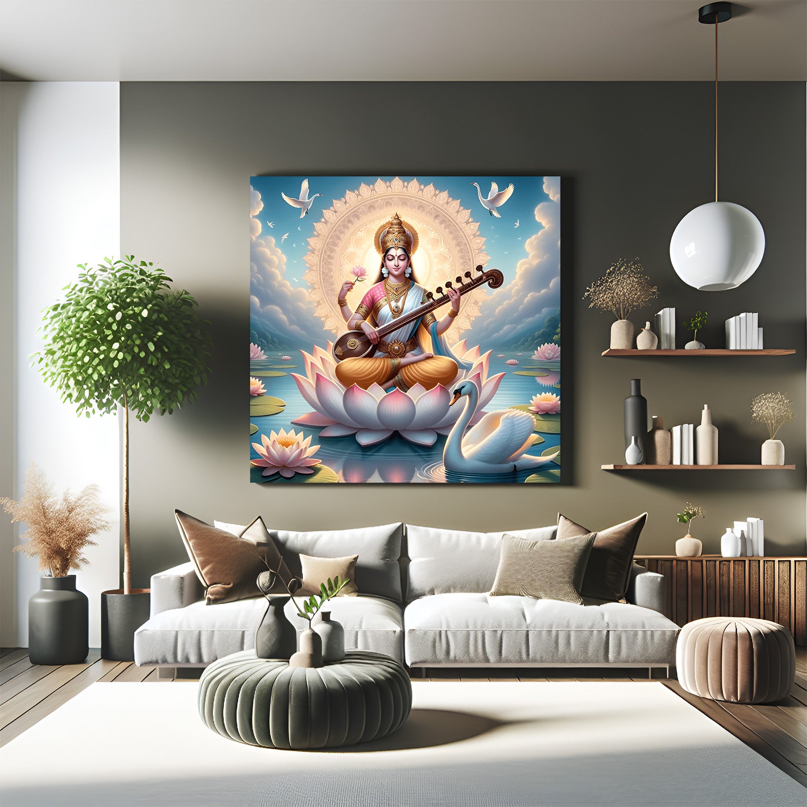 Goddess Saraswati Vastu Canvas Painting