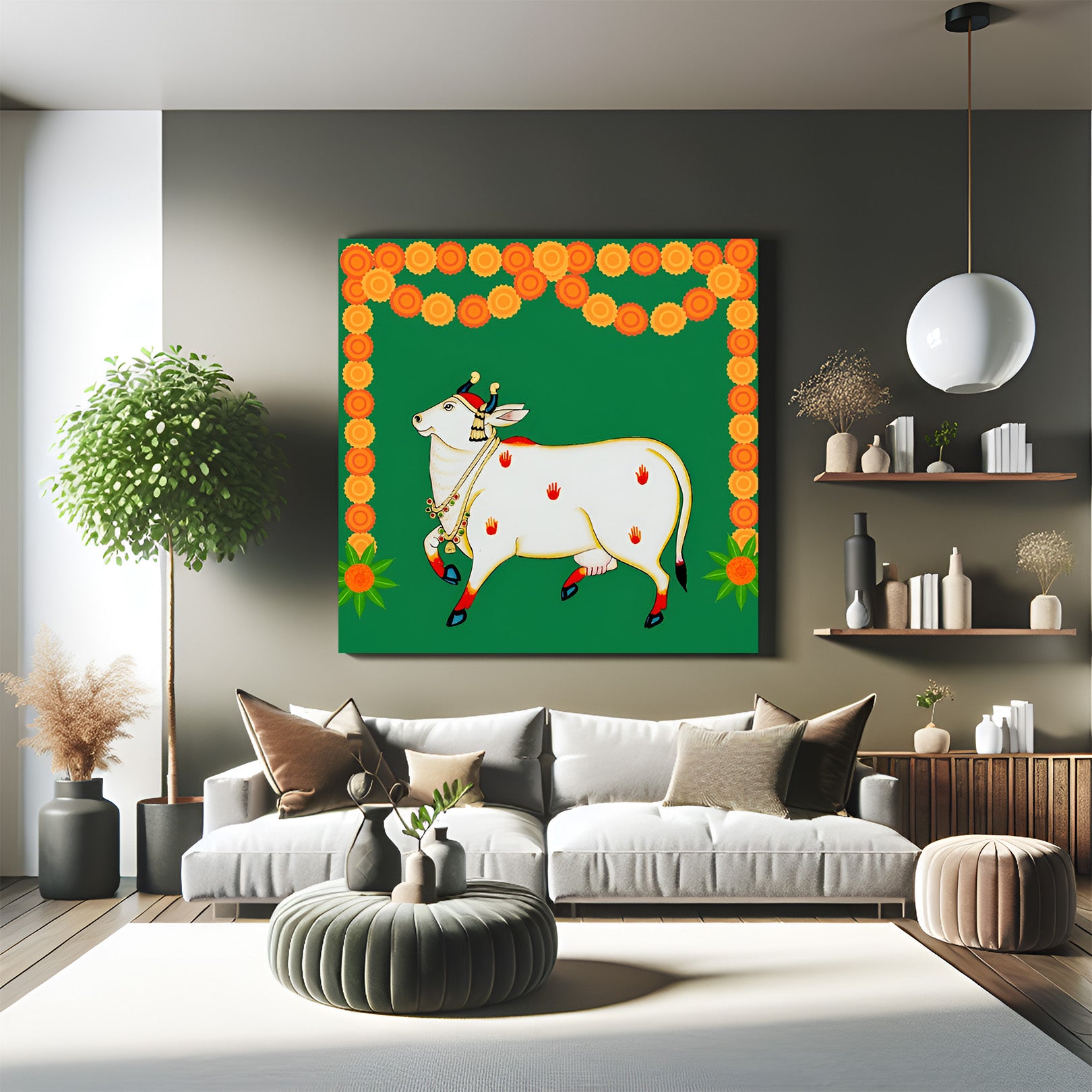 Kamdhenu Vastu Wall Art Canvas Painting