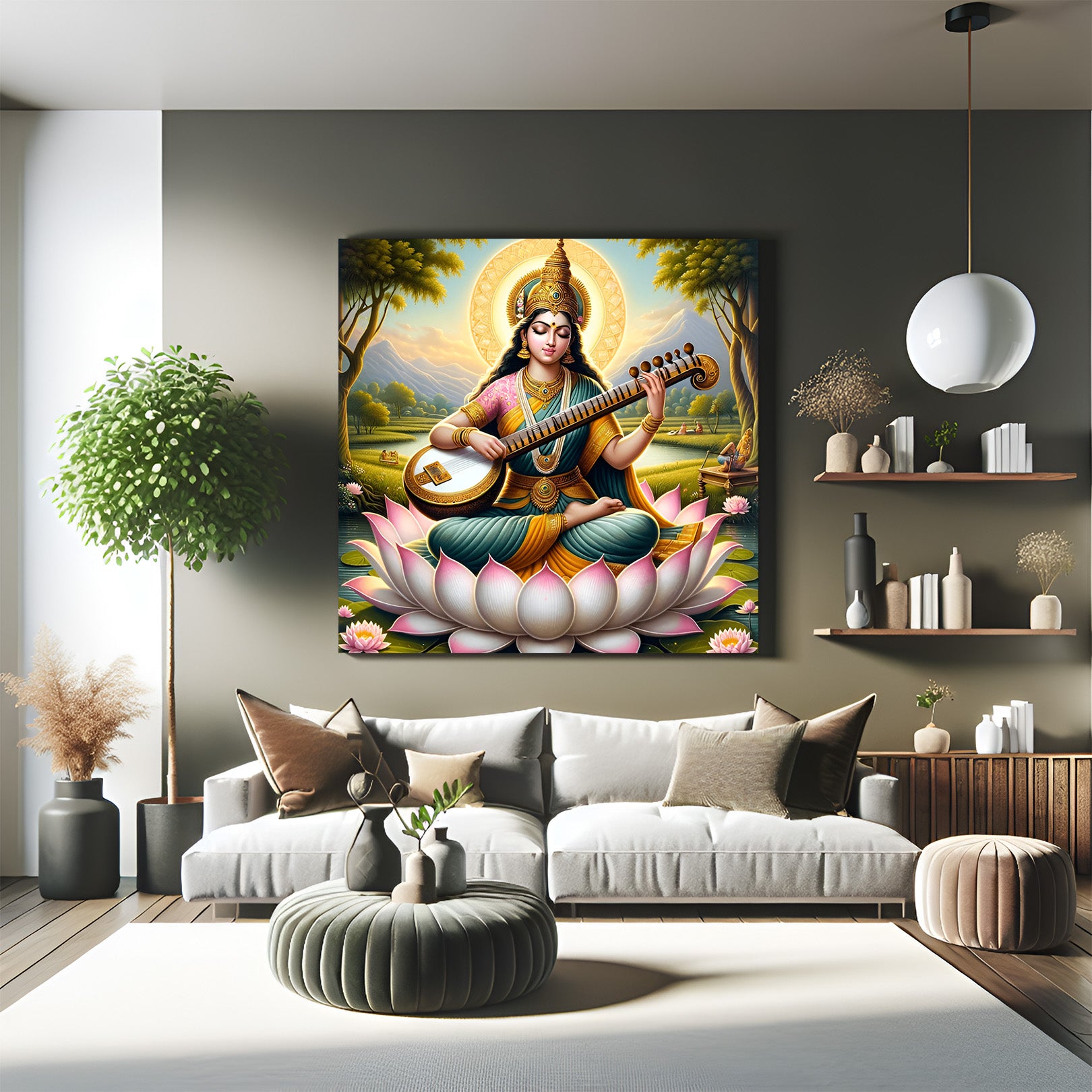 Maa Saraswati Vastu Canvas Painting