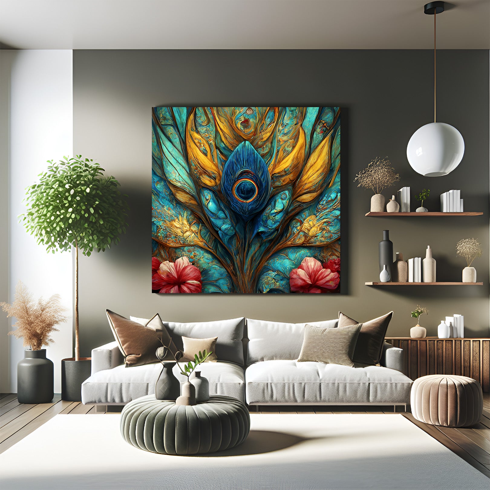 Peacock Feather Vastu Canvas Painting