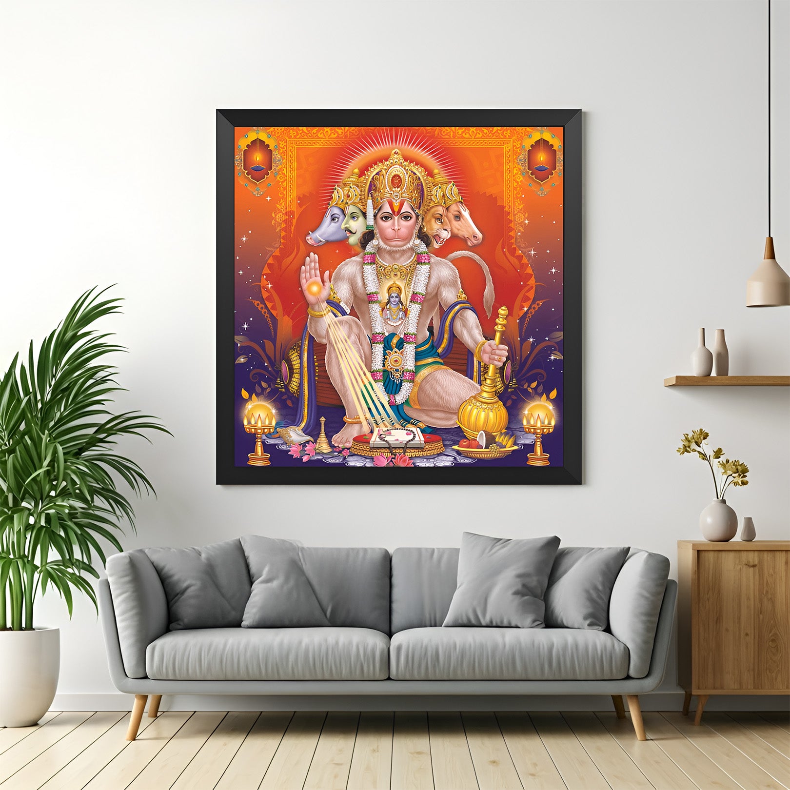 Panchmukhi Hanuman ji Vastu Canvas Painting