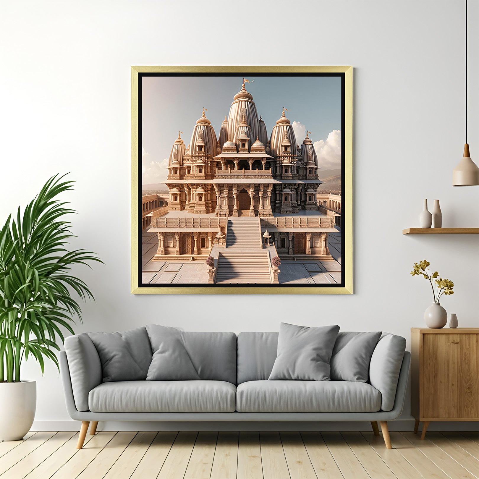 Ram Mandir Wall Art Canvas Painting