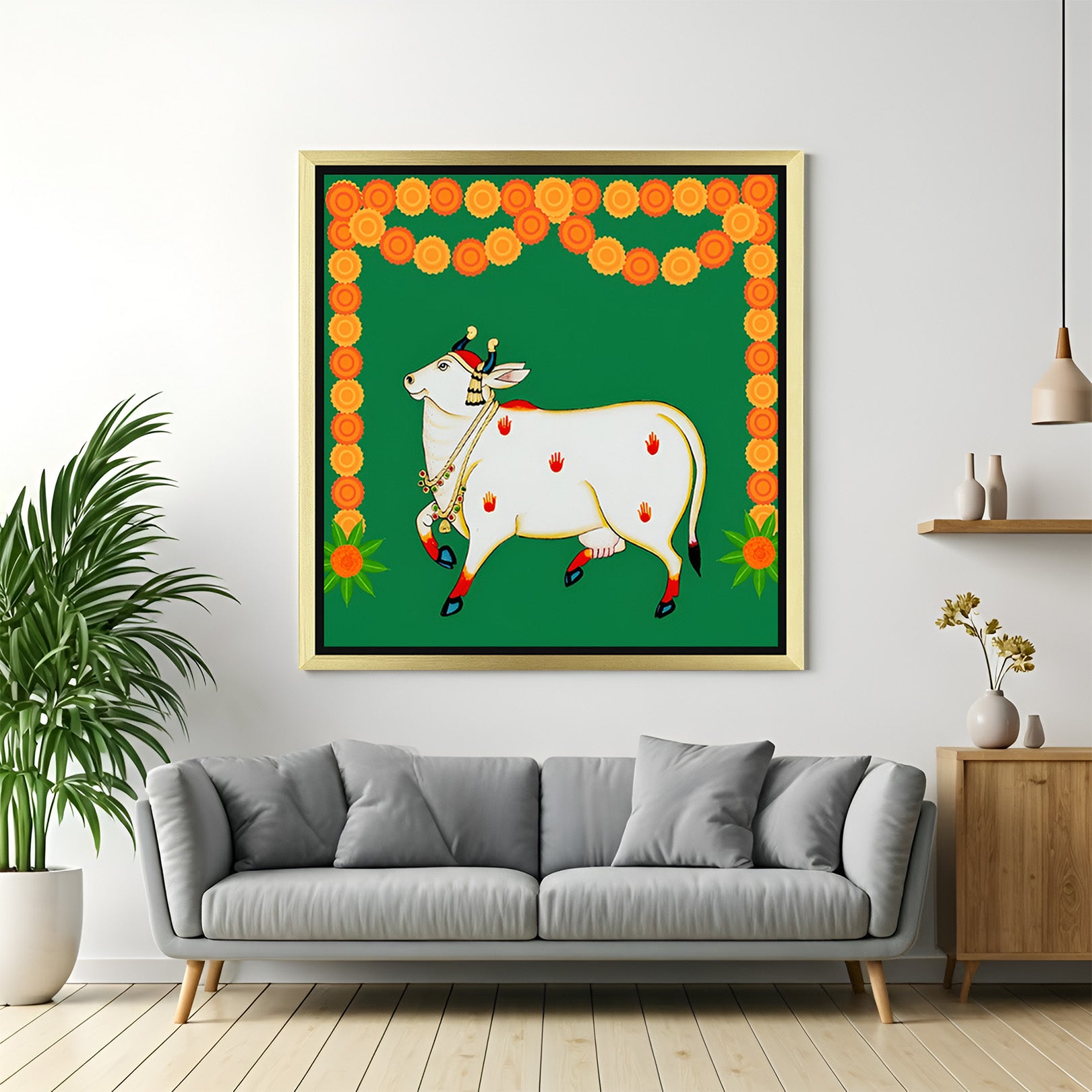 Kamdhenu Vastu Wall Art Canvas Painting