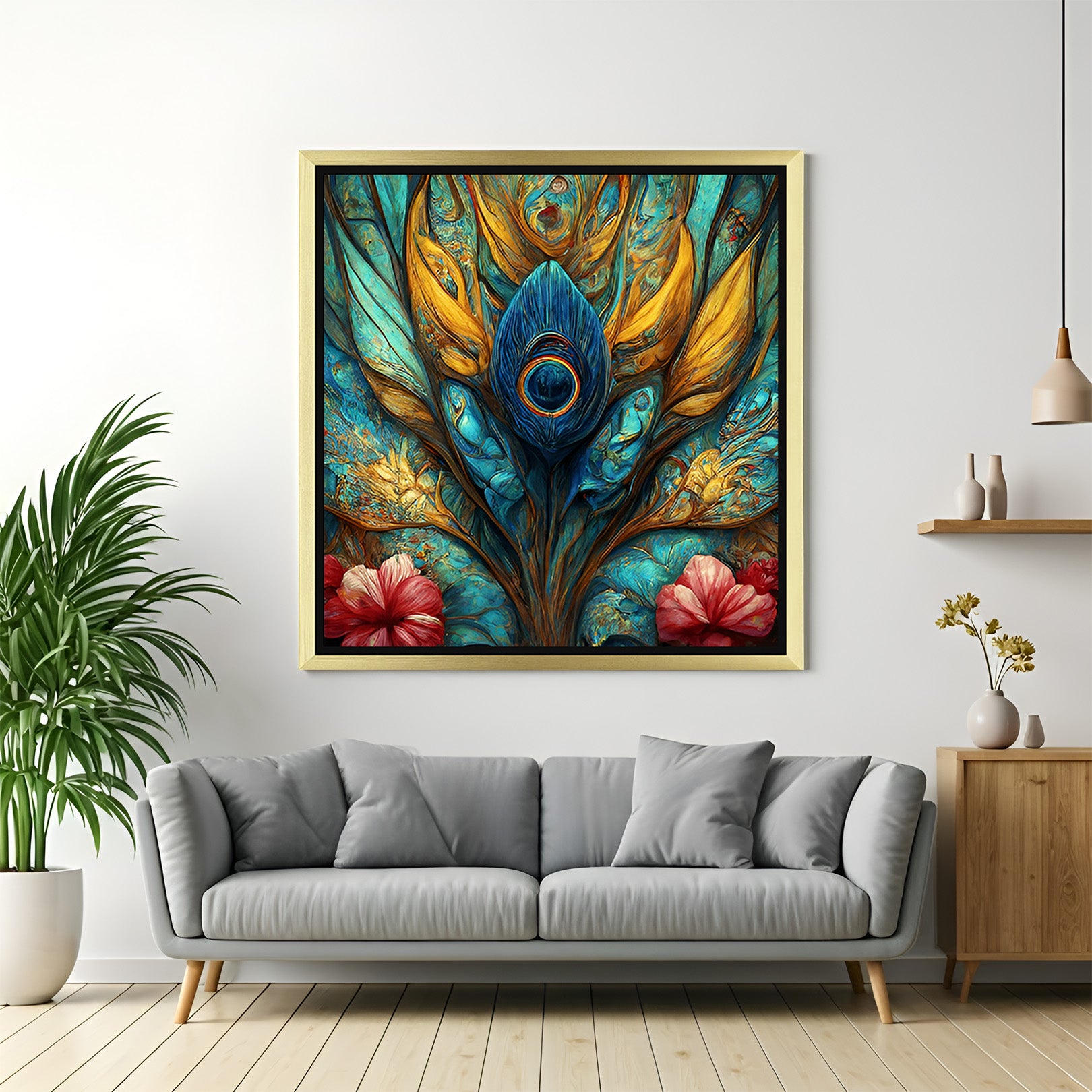 Peacock Feather Vastu Canvas Painting