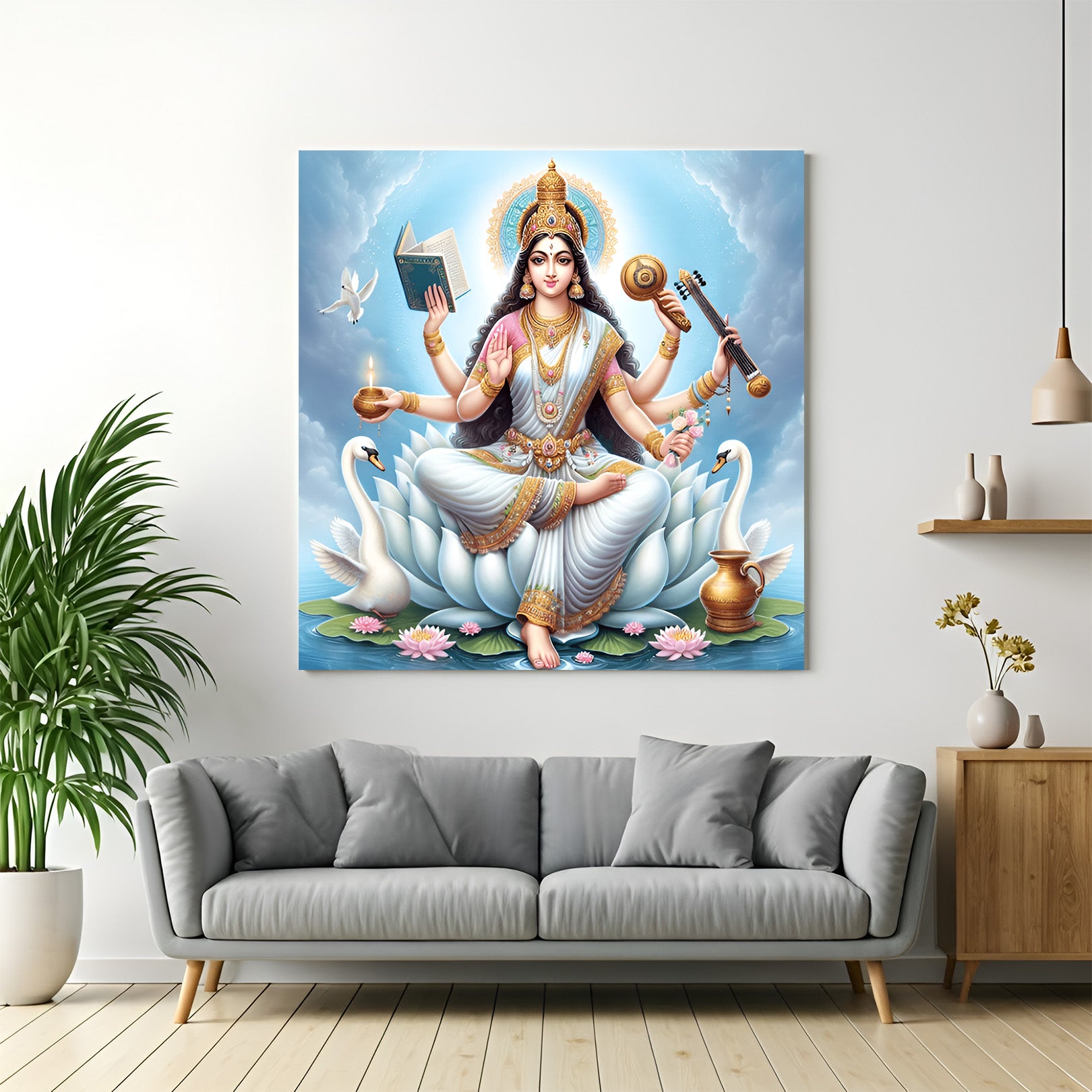 Goddess Saraswati Vastu Canvas Painting 