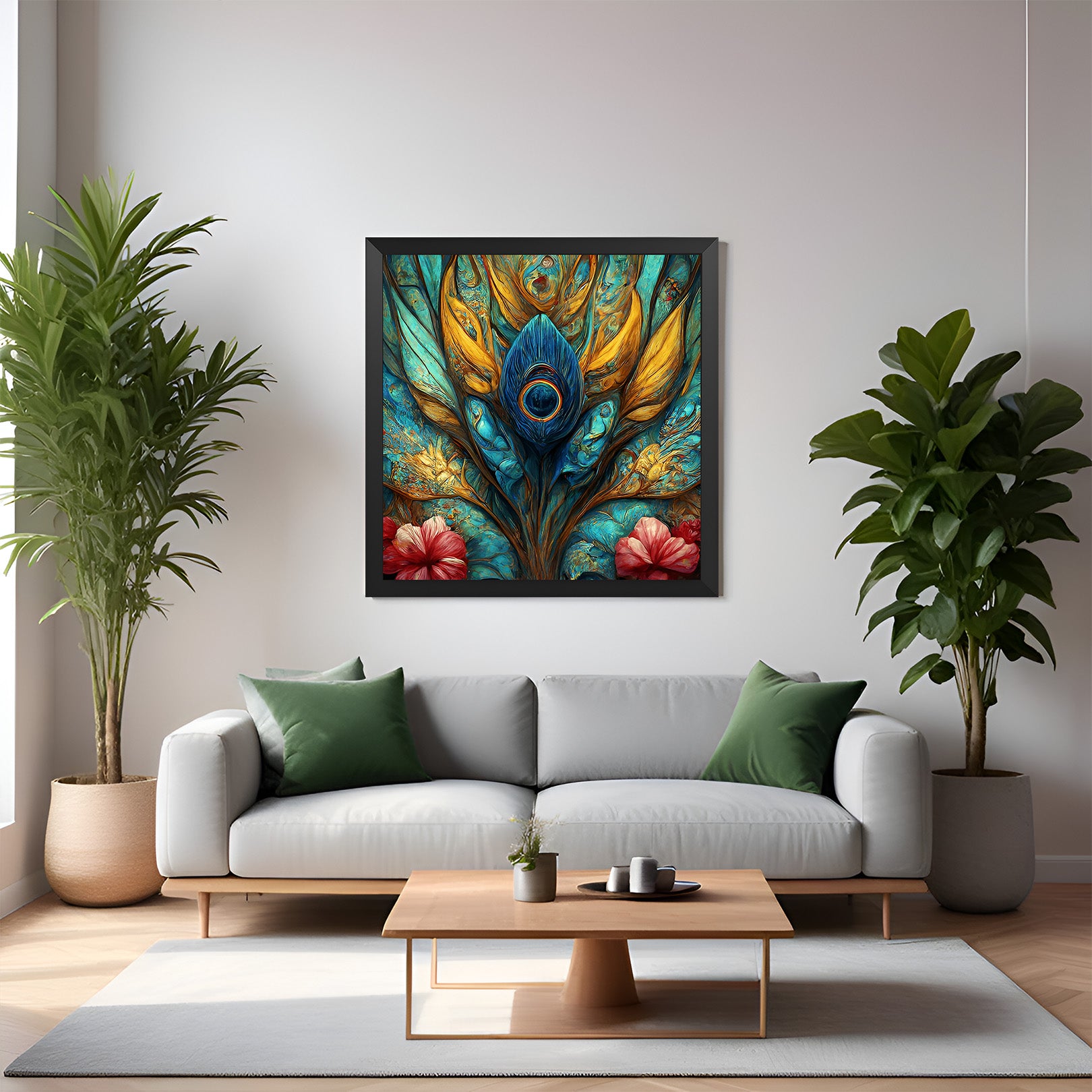 Peacock Feather Vastu Canvas Painting