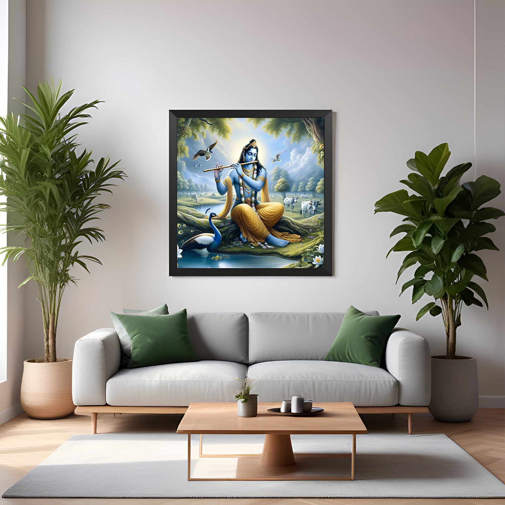 Lord Krishna With Flute Vastu Canvas Painting