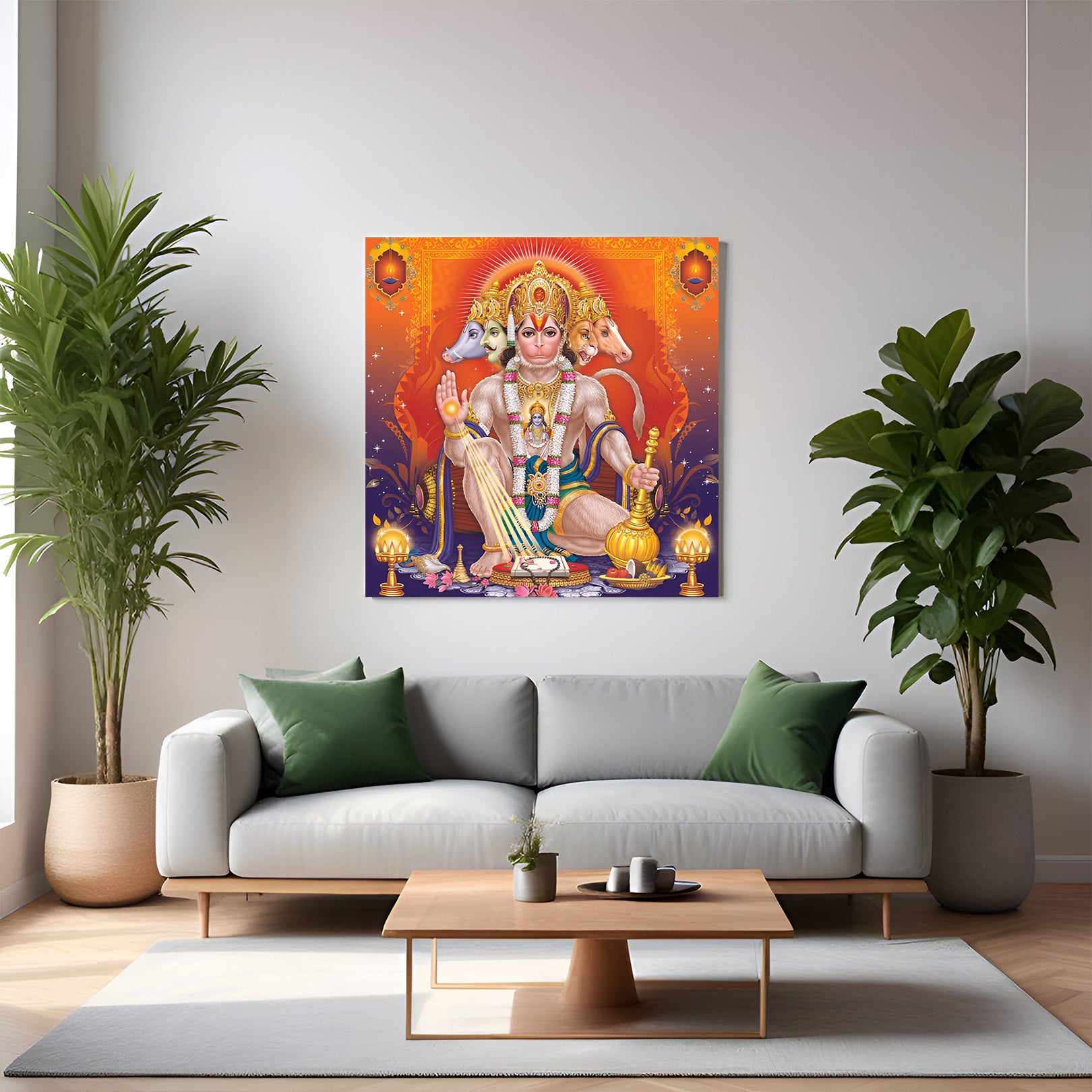 Panchmukhi Hanuman ji Vastu Canvas Painting